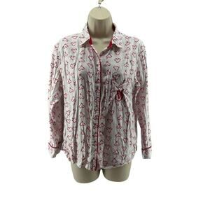 Victoria's Secret After Hours Candy Cane Hearts Pajama Top Womens Size Small
